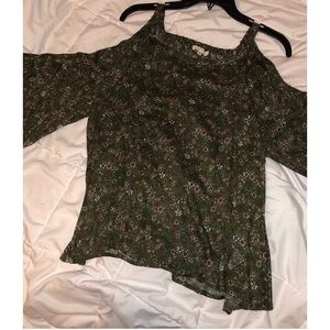 Green floral blouse